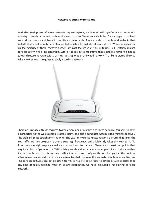 Networking With a Wireless Hub