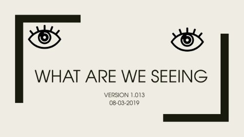 What We Are Seeing 1.013