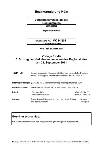 Tagesordnungspunkt 03 - Bezirksregierung Köln