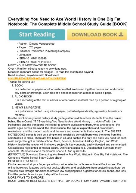 (EFFECTIVE) Download Everything You Need to Ace World History in One Big Fat Notebook: The Complete Middle School Study Guide eBook