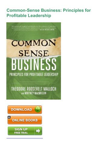 (pd9c) PDF Download Common-Sense Business: Principles for Profitable Leadership eBook