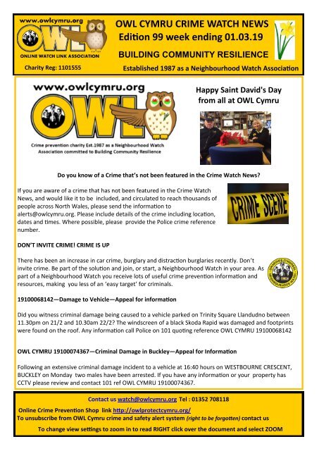 Ed99 OWL Cymru Crime Watch News