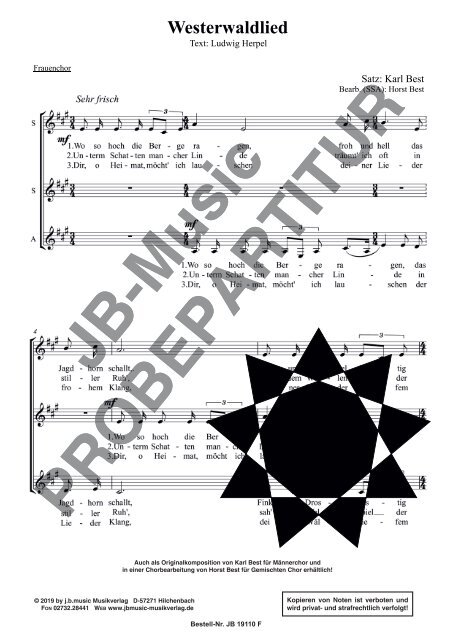 Westerwaldlied (für Frauenchor SSA)