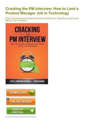 (JOVIAL)(UPBEAT) Cracking the PM Interview: How to Land a Product Manager Job in Technology eBook PDF Download