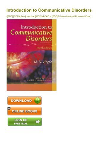 (JACKPOT) Introduction to Communicative Disorders ebook eBook PDF