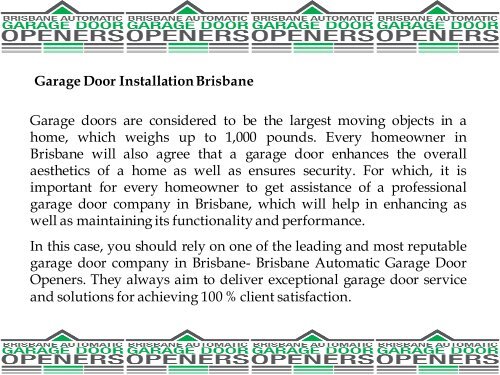 Garage Door Installations Services in Brisbane