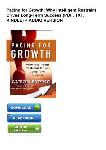 (DEFINITELY) Pacing for Growth: Why Intelligent Restraint Drives Long-Term Success ebook eBook PDF
