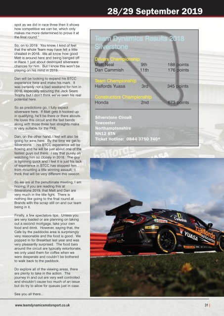 Team Dynamics 2019 Season Guide