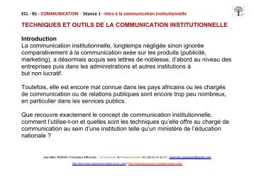 ECL - B1 - COMMUNICATION - JM - PESCIA - Séance 1 - Intro à la communication institutionnelle