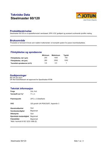 Tekniske Data Steelmaster 60/120 - Jotun