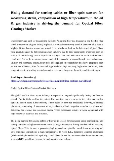 Optical Fiber Coatings Market