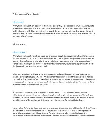 Prohormones and Winny Steroids