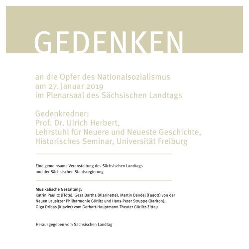 Gedenkveranstaltung für die Opfer des Nationalsozialismus am 27. Januar 2019