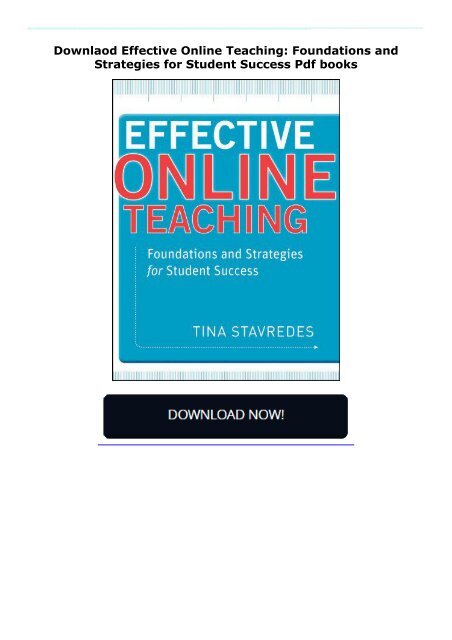 Downlaod Effective Online Teaching: Foundations and Strategies for Student Success Pdf books