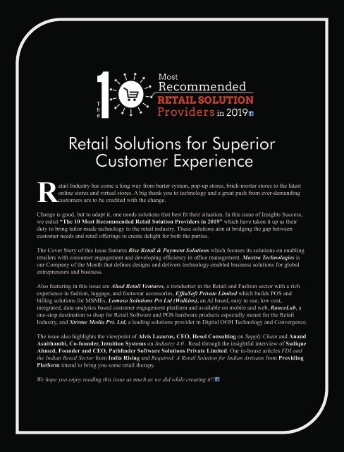 The 10 Most Recommended Retail Solution Providers in 2019 [ Business Magazine ]