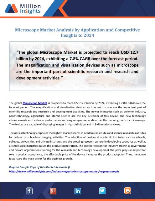 Microscope Market Analysis by Application and Competitive Insights to 2024