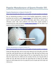 Popular Manufacturer  of Quartz Powder SVI