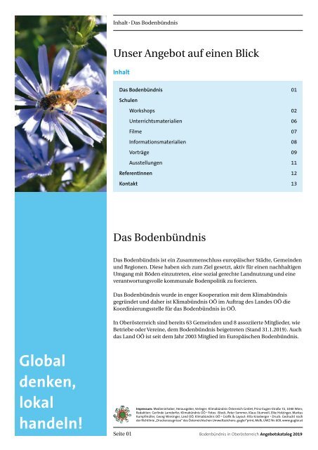 Bodenbündnis Angebotskatalog für Schulen und Kindergärten 2019