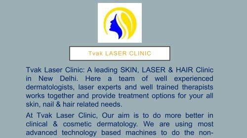Best Skin Hair & Laser Clinic in New Delhi - Tvak Laser Clinic