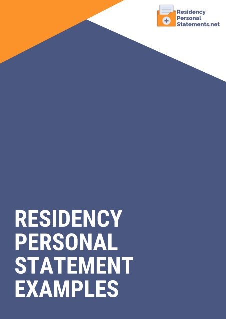 Residency Personal Statement Examples