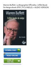 L'EFFET BOULE DE NEIGE - La biographie officielle de Warren BUFFETT 