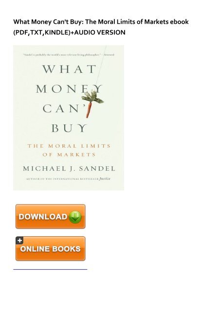 Michael Sandel What Money Cant Buy Epub