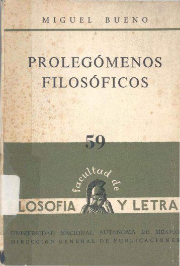 Prolegomenos filosoficos -Miguel Bueno