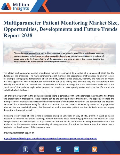 Multiparameter Patient Monitoring Market Size, Opportunities, Developments and Future Trends Report 2028