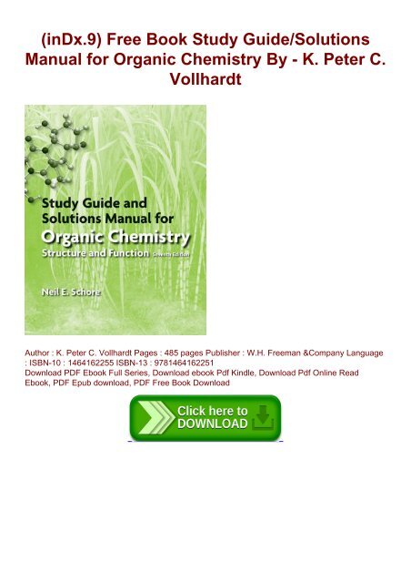 (inDx.9) Free Book Study Guide/Solutions Manual for Organic Chemistry By - K. Peter C. Vollhardt