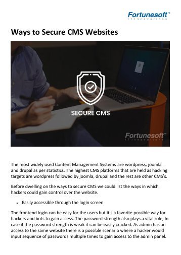 Ways to secure CMS Websites - Fortunesoft