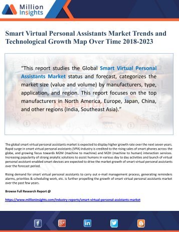 Smart Virtual Personal Assistants Market Trends and Technological Growth Map Over Time 2018-2023
