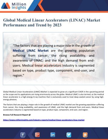 Global Medical Linear Accelerators (LINAC) Market Performance and Trend by 2023