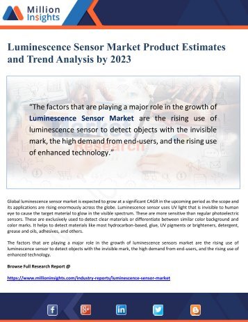 Luminescence Sensor Market Product Estimates and Trend Analysis by 2023