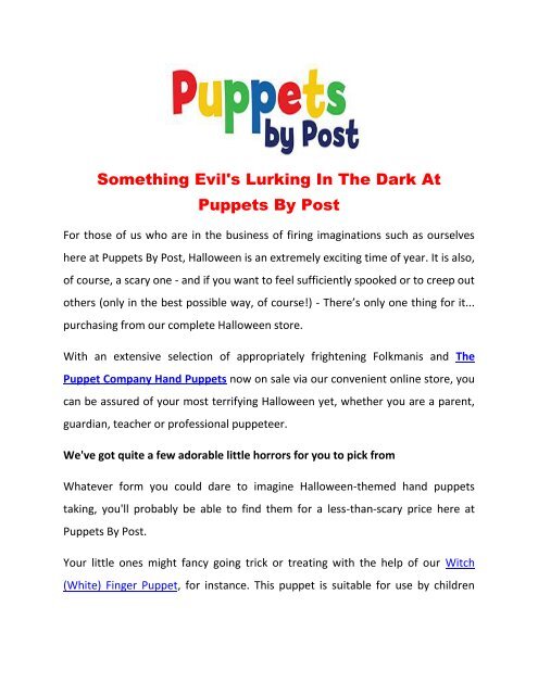 Something Evil&#039;s Lurking In The Dark At Puppets By Post