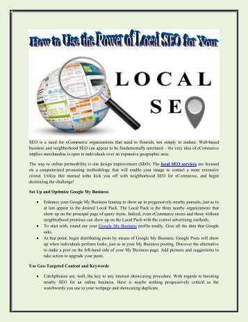 How to Use the Power of Local SEO for Your eCommerce Site
