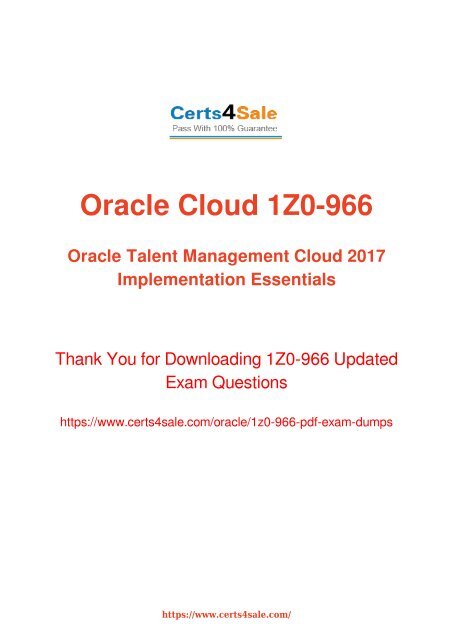 1Z0-966 Exam Dumps - Oracle Human Resource Management Exam Questions PDF