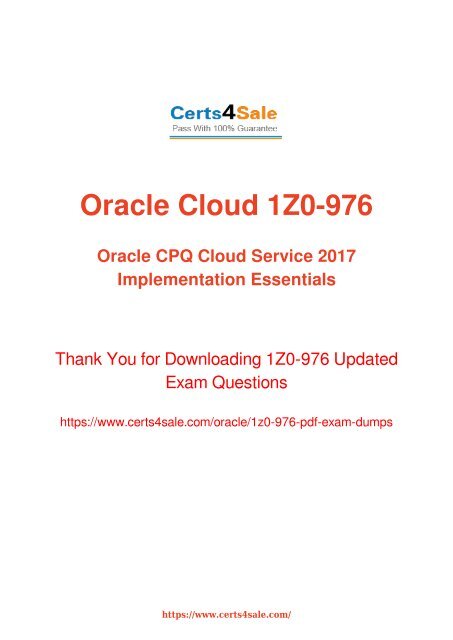 1Z0-976 Exam Dumps - Oracle CPQ Cloud Management Exam Questions PDF