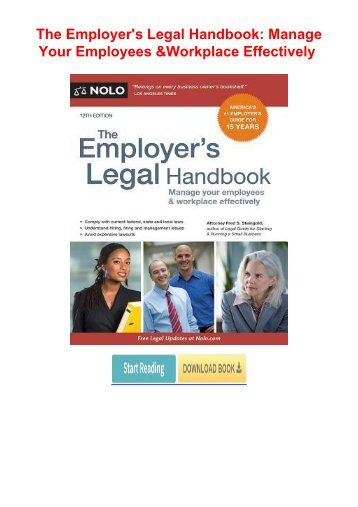 [PDF] free The Employer's Legal Handbook: Manage Your Employees & Workplace Effectively by Fred S. Steingold FOR IPAD