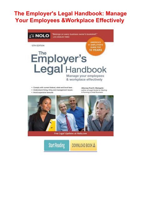 [PDF] free The Employer's Legal Handbook: Manage Your Employees & Workplace Effectively by Fred S. Steingold FOR IPAD