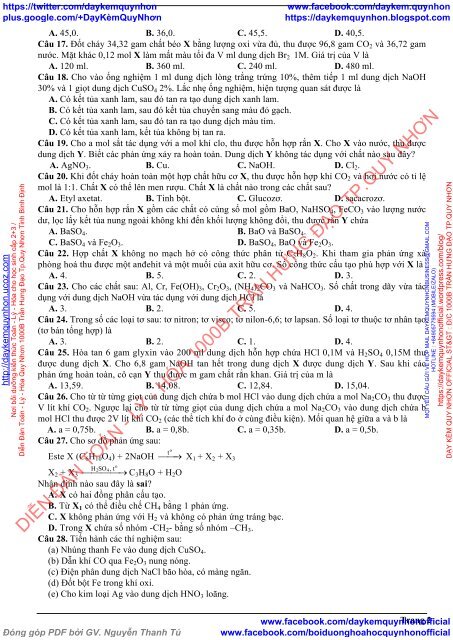 BỘ ĐỀ BIÊN SOẠN THEO CẤU TRÚC ĐỀ MINH HỌA CỦA BỘ GIÁO DỤC NĂM 2019 - MÔN THI THÀNH PHẦN HÓA HỌC - 17  ĐỀ CÓ HƯỚNG DẪN GIẢI CHI TIẾT