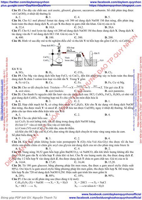 BỘ ĐỀ BIÊN SOẠN THEO CẤU TRÚC ĐỀ MINH HỌA CỦA BỘ GIÁO DỤC NĂM 2019 - MÔN THI THÀNH PHẦN HÓA HỌC - 17  ĐỀ CÓ HƯỚNG DẪN GIẢI CHI TIẾT