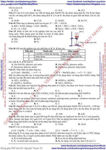 BỘ ĐỀ BIÊN SOẠN THEO CẤU TRÚC ĐỀ MINH HỌA CỦA BỘ GIÁO DỤC NĂM 2019 - MÔN THI THÀNH PHẦN HÓA HỌC - 17  ĐỀ CÓ HƯỚNG DẪN GIẢI CHI TIẾT