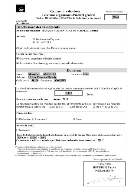 attestation impot