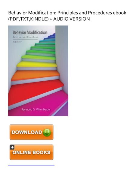 Behavior Modification Principles And Procedures Behavioural Psychology Books Urtus 