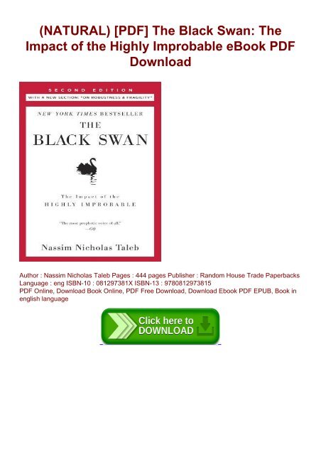NATURAL) [PDF] The Black Swan: The Impact of the Highly Improbable eBook  PDF Download
