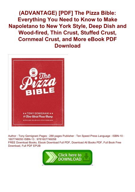 Advantage Pdf The Pizza Bible Everything You Need To Know To Make Napoletano To New York