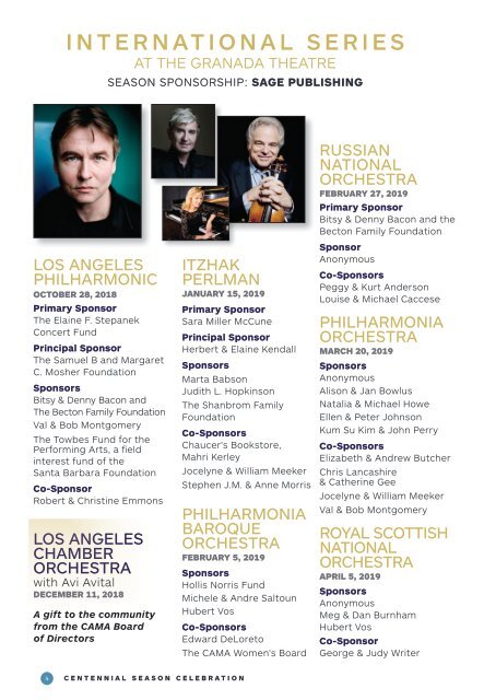 CAMA—Wednesday, March 20, 2019, The Granada Theatre, Santa Barbara, 8:00 PM—Philharmonia Orchestra with Esa-Pekka Salonen