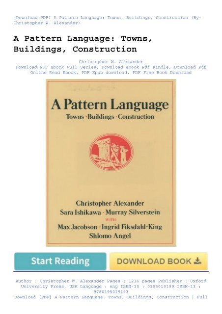 Download [PDF] A Pattern Language: Towns, Buildings, Construction ...