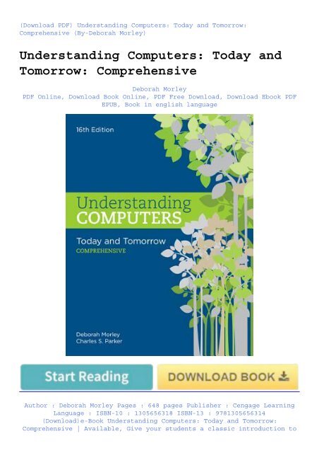 (Download)e-Book Understanding Computers: Today and Tomorrow: Comprehensive | Available