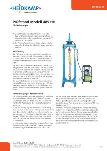 Prüfstand Modell 485 HH - Heidkamp Hebezeuge